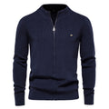 Men's Casual Vintage Style Stand Collar Full Zip Up Cardigan Sweater Coat