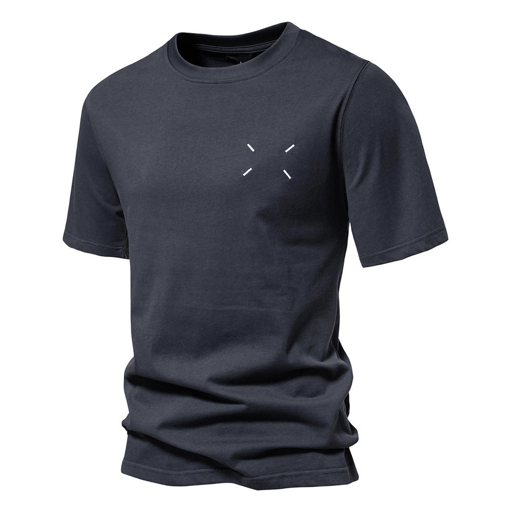 Men's Cotton Embroidered Round Neck Short Sleeve T-Shirt