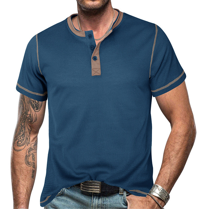 Men's Vintage Color Block Henley T-Shirt