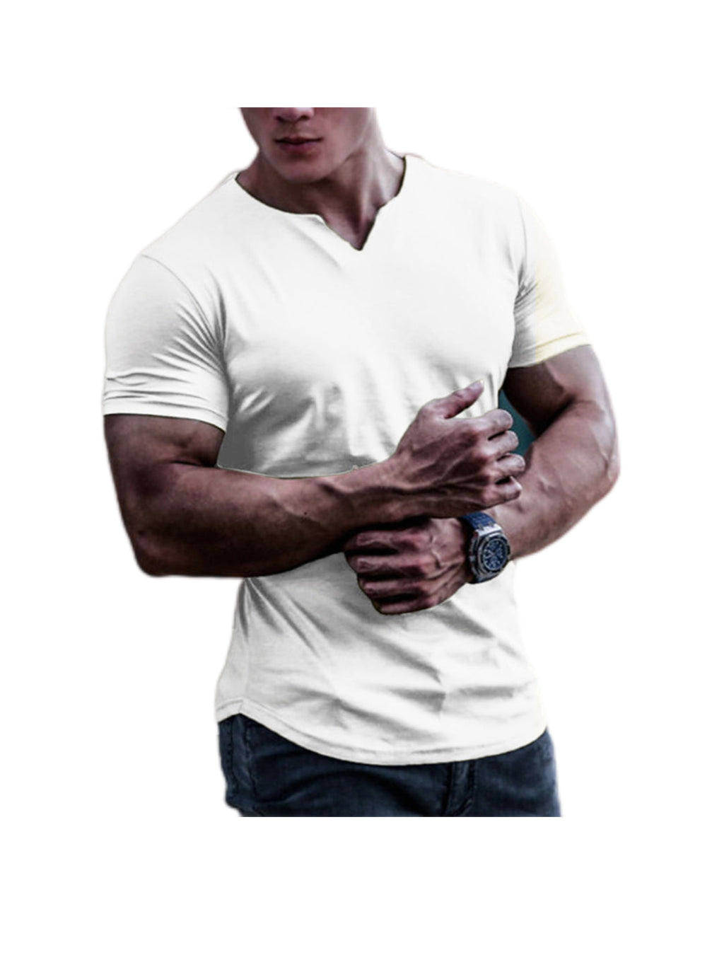 Earl Solid Color V Neck Casual Short Sleeve Shirt