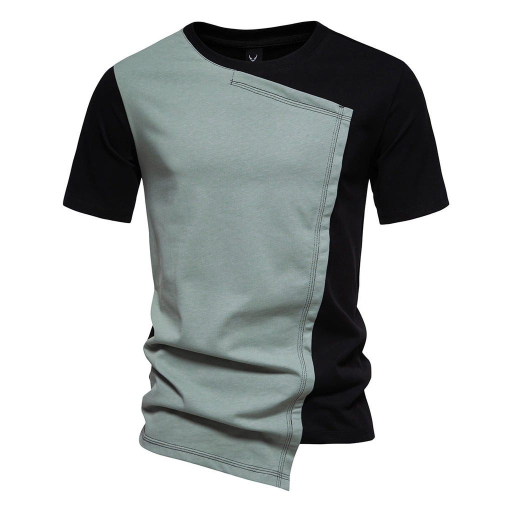 Men's Cotton Irregular Hem Round Neck Short Sleeve T-shirt