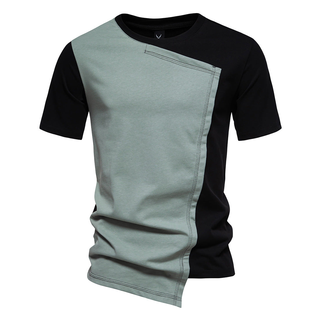 Men's Cotton Irregular Hem Round Neck Short Sleeve T-shirt