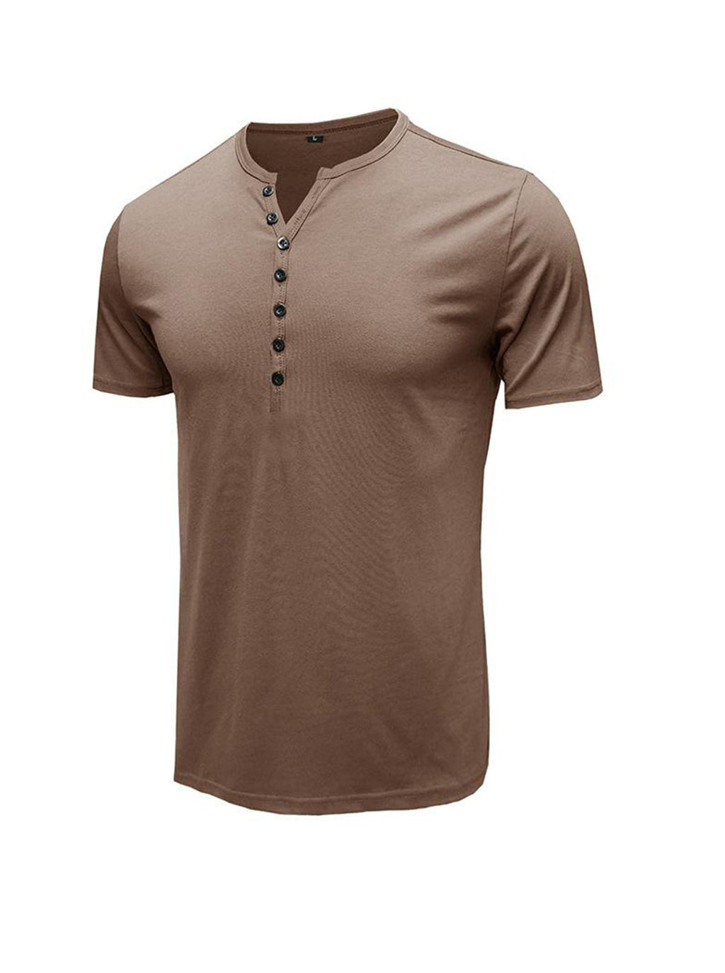 Moore Solid Color Henry Short-sleeved T-shirt