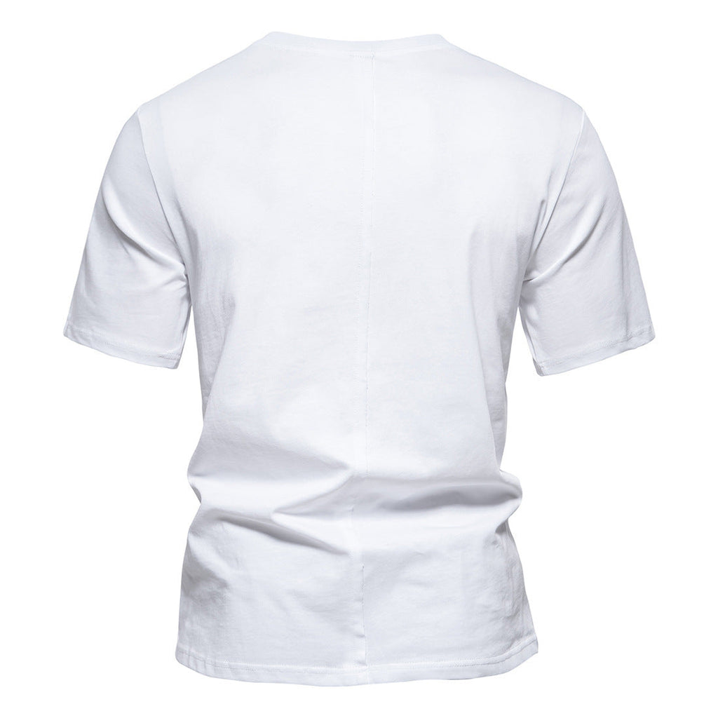 Men's Vintage Cotton Diamond Patchwork Short Sleeve T-Shirt