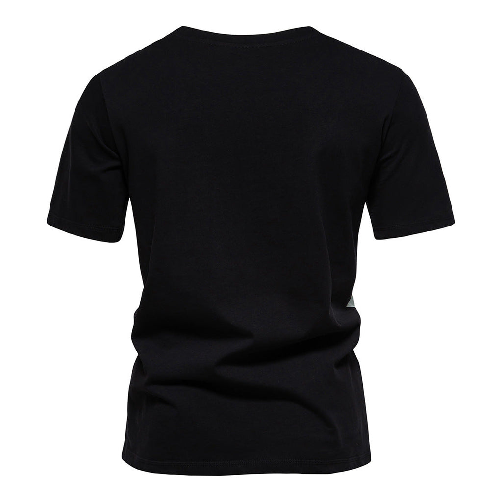 Men's Cotton Irregular Hem Round Neck Short Sleeve T-shirt