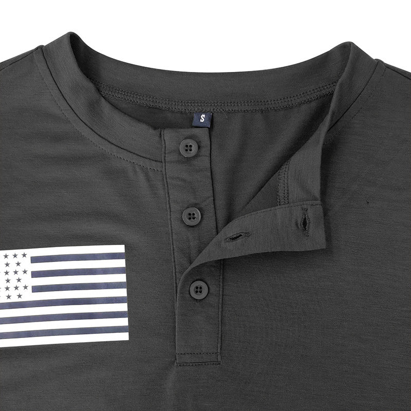 Men's Print Short Sleeve Henley T-Shirt