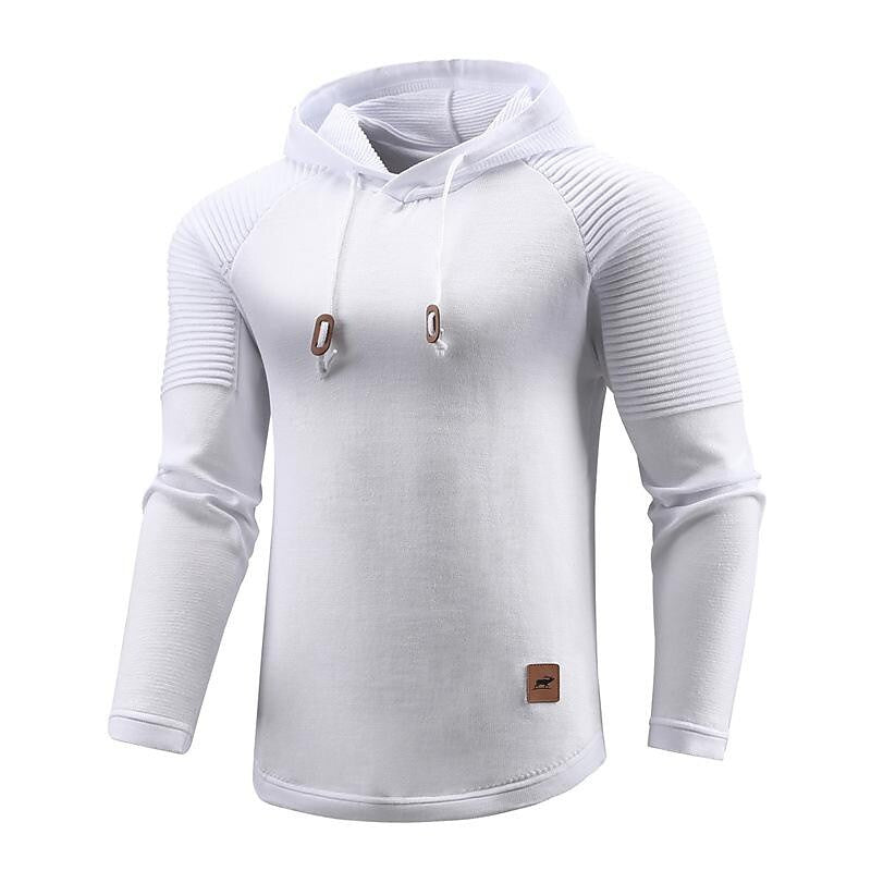 Men's Pullover Solid Color Hooded Sweater Basic Vintage Style Outdoor Daily