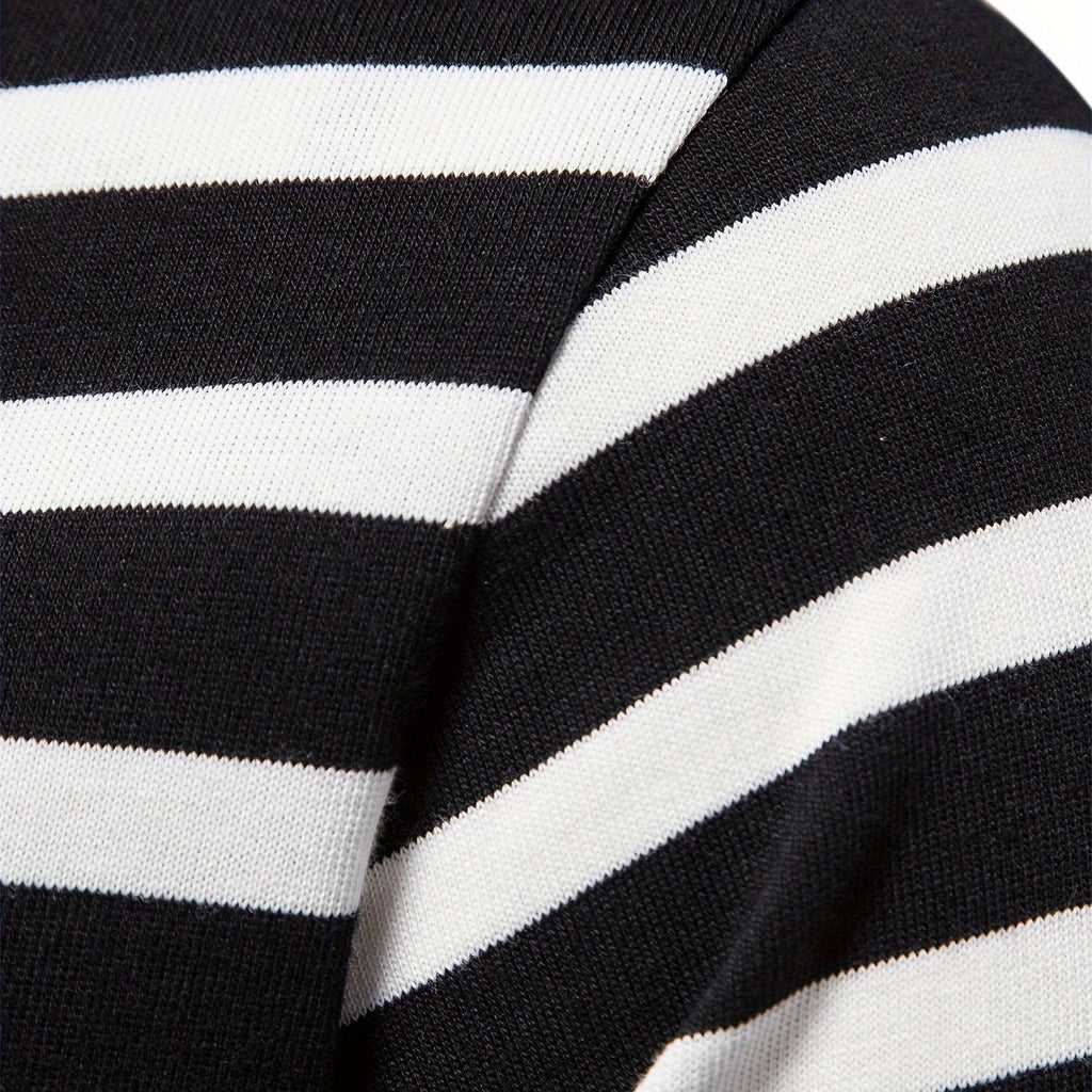Men's Casual Comfy Stripe Print Long Sleeve Crew Neck T-shirt