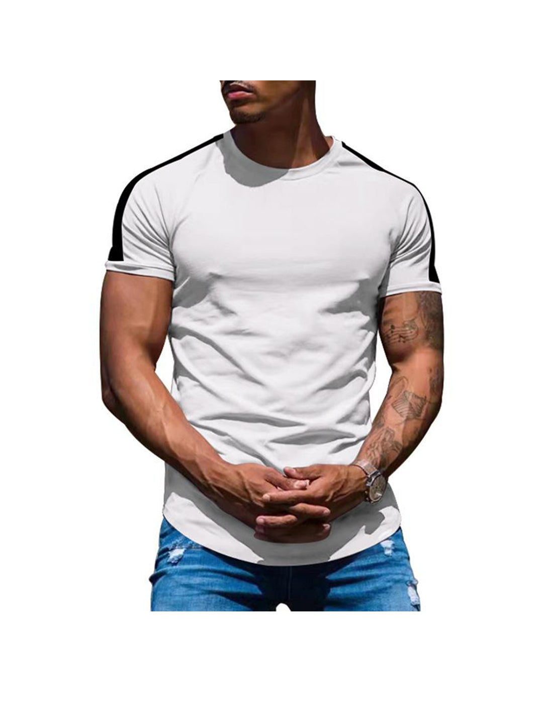 Russell Crew Neck Patchwork Short-sleeved T-shirt