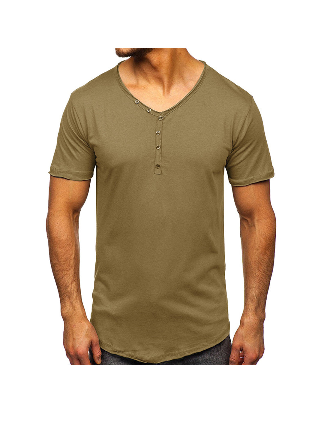 Eddie Solid Color Basic Henley T-shirt