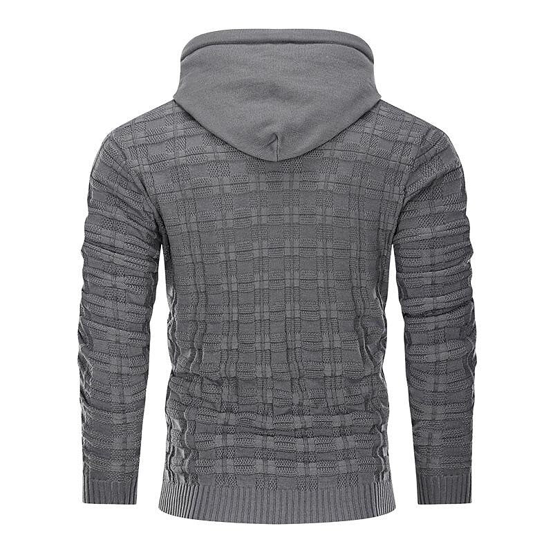 Men's Pullover Color Block Jacquard Check Pattern Hooded Sweater Basic Vintage Style Outdoor Sport