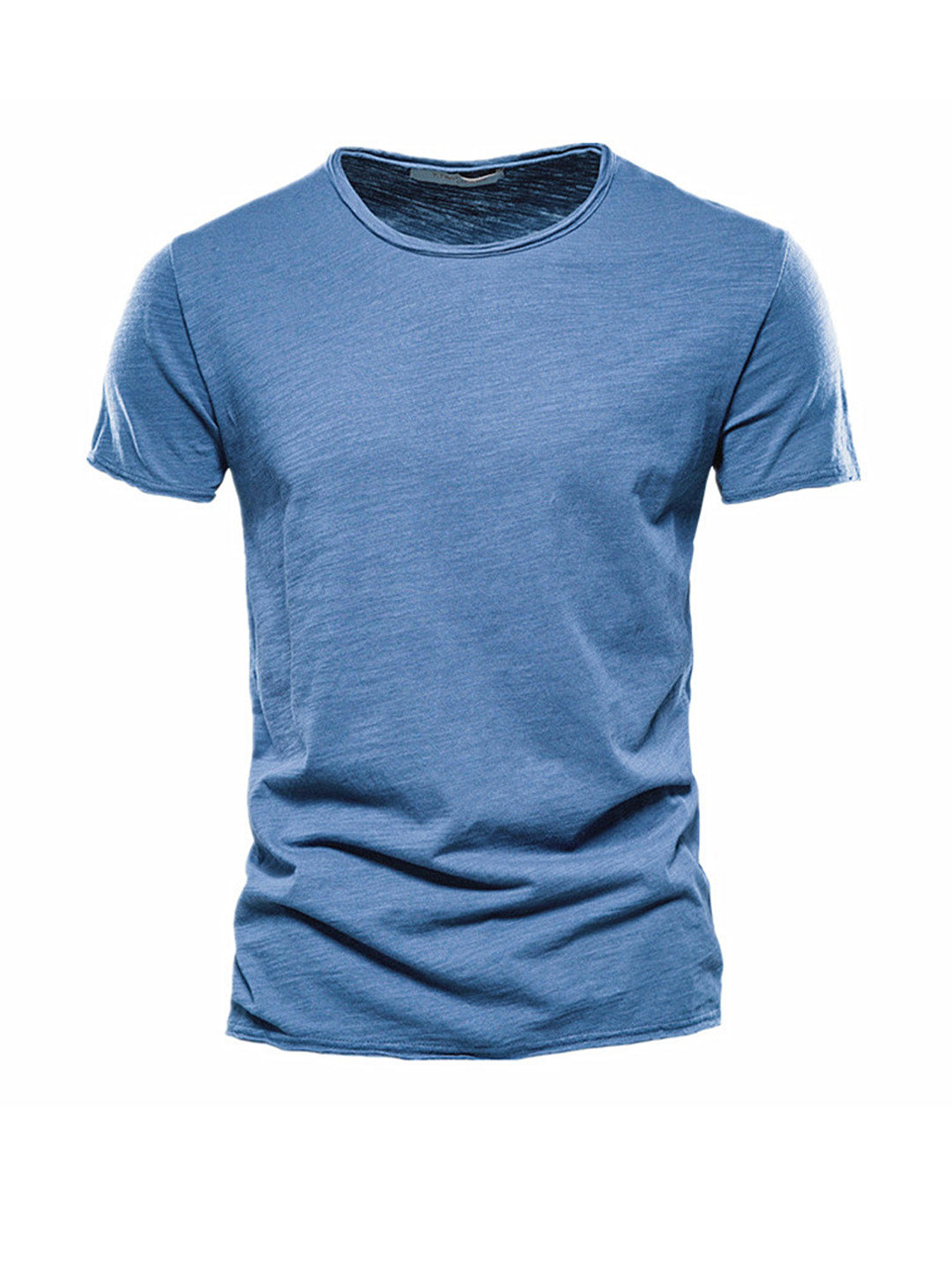 Men's Textured Solid Color Crew Neck T-shirt