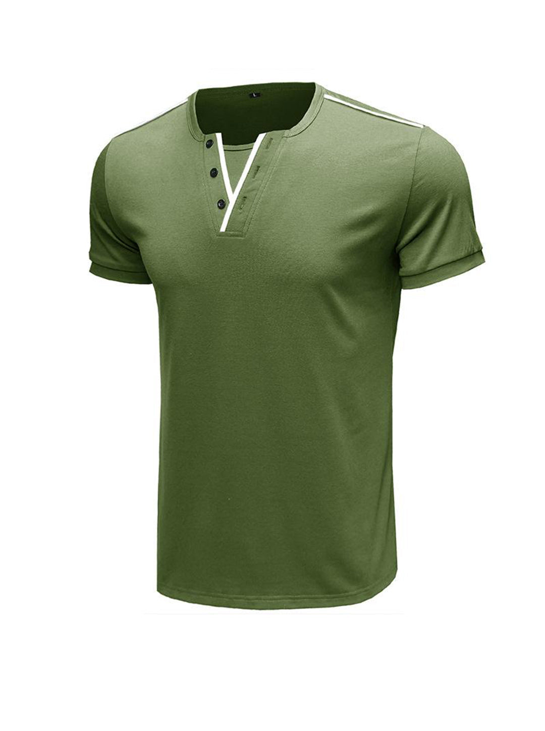 Daniel Contrast Trim V-neck Henry T-shirt