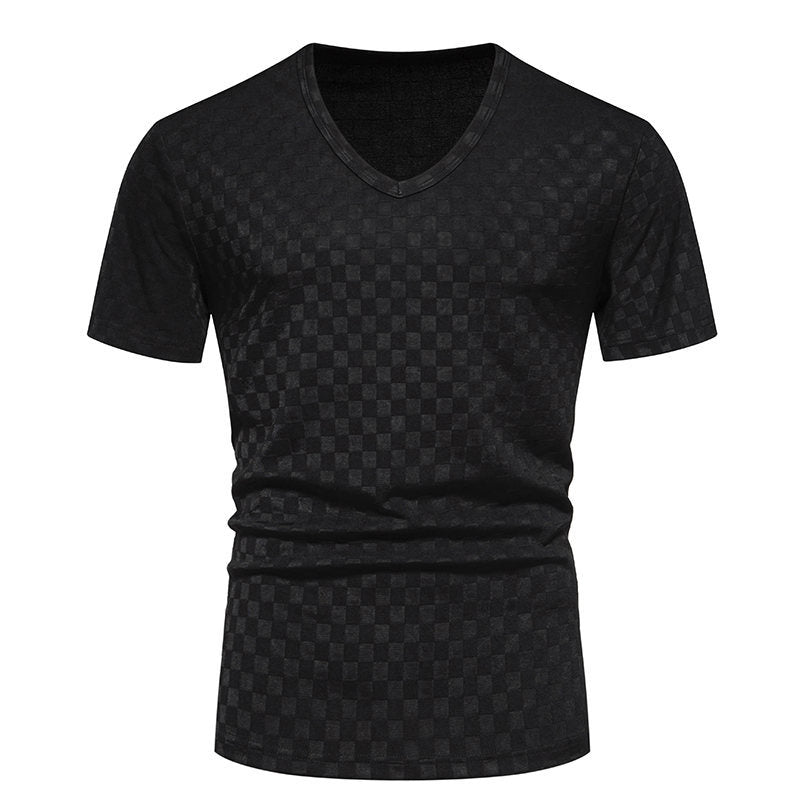Men's Solid Color V-neck Short Sleeve T-Shirt