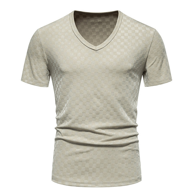Men's Solid Color V-neck Short Sleeve T-Shirt