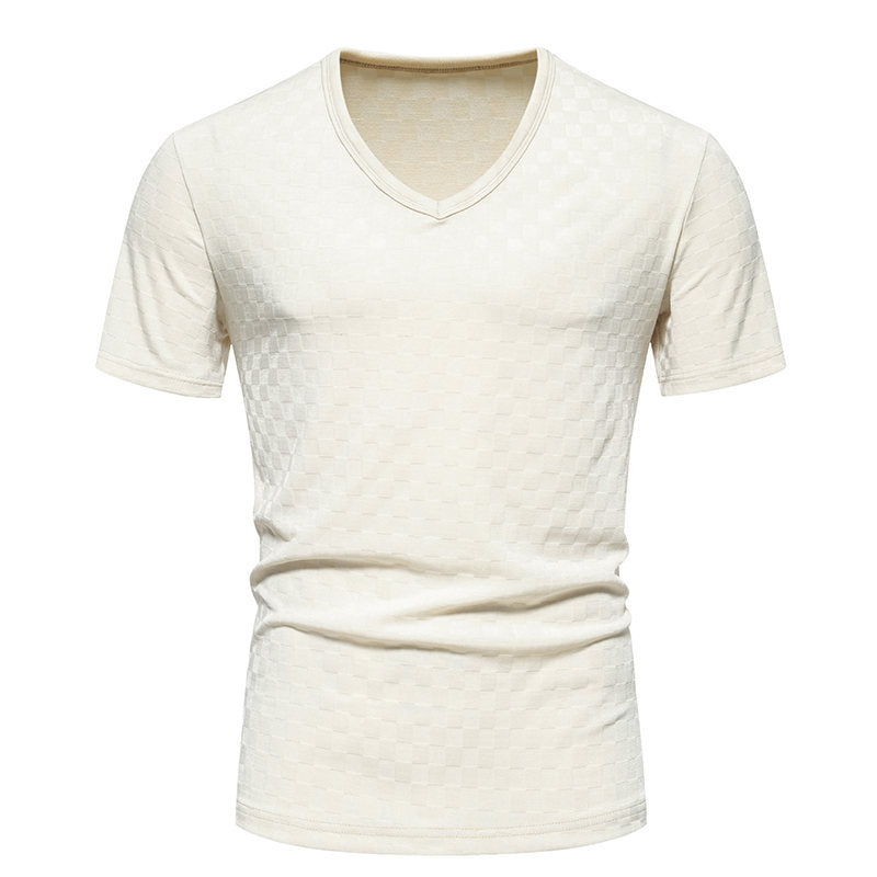 Men's Solid Color V-neck Short Sleeve T-Shirt