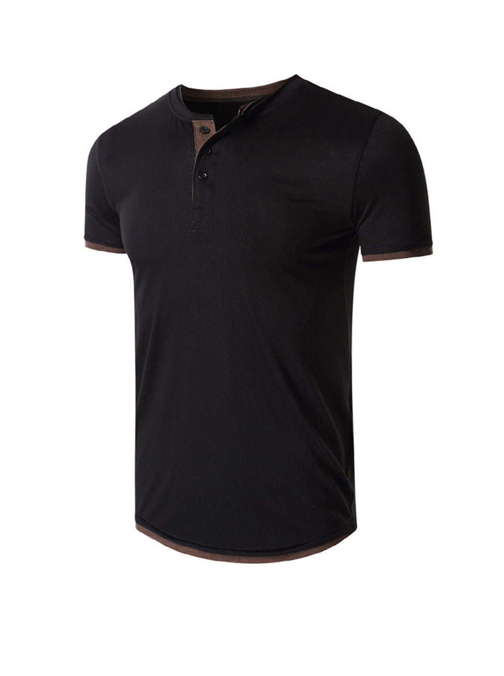 Robert Solid Color Henry Collar T-shirt