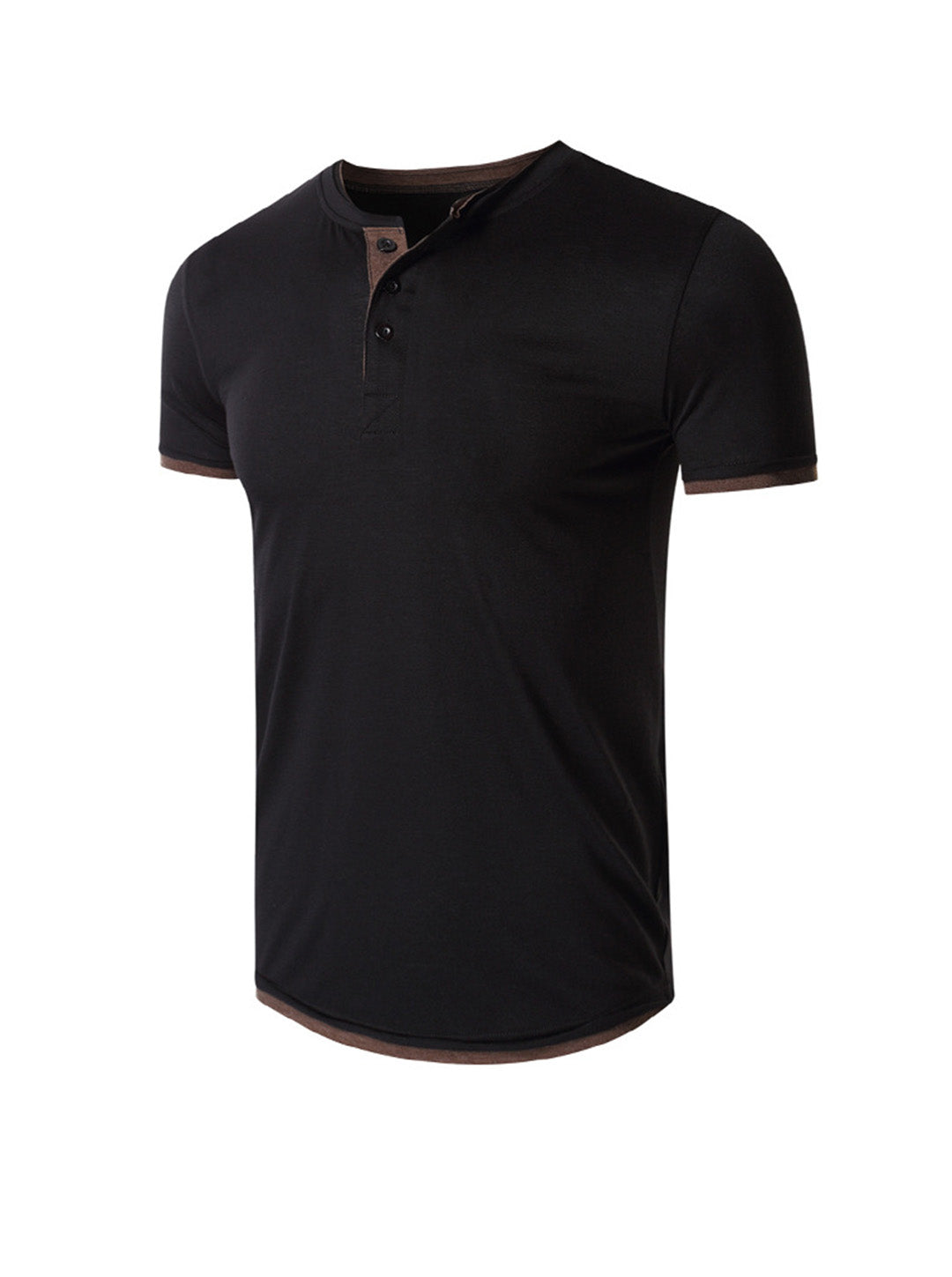 Robert Solid Color Henry Collar T-shirt