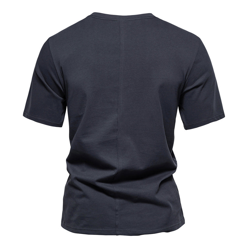 Men's Vintage Cotton Diamond Patchwork Short Sleeve T-Shirt