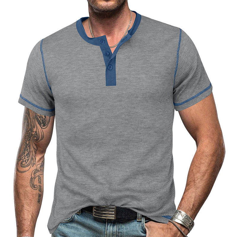 Men's Vintage Color Block Henley T-Shirt
