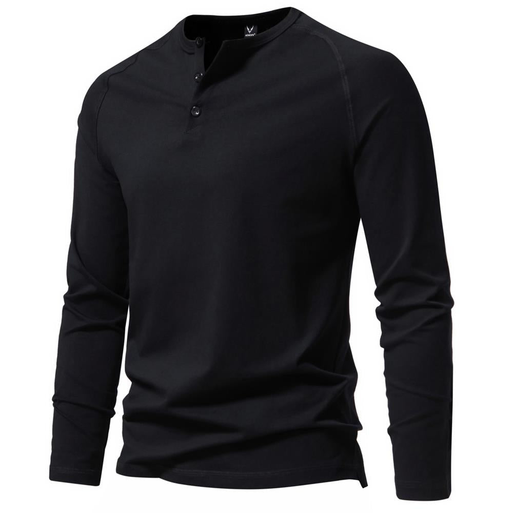 Men's Solid Color Casual Long Sleeve Henley T-Shirt