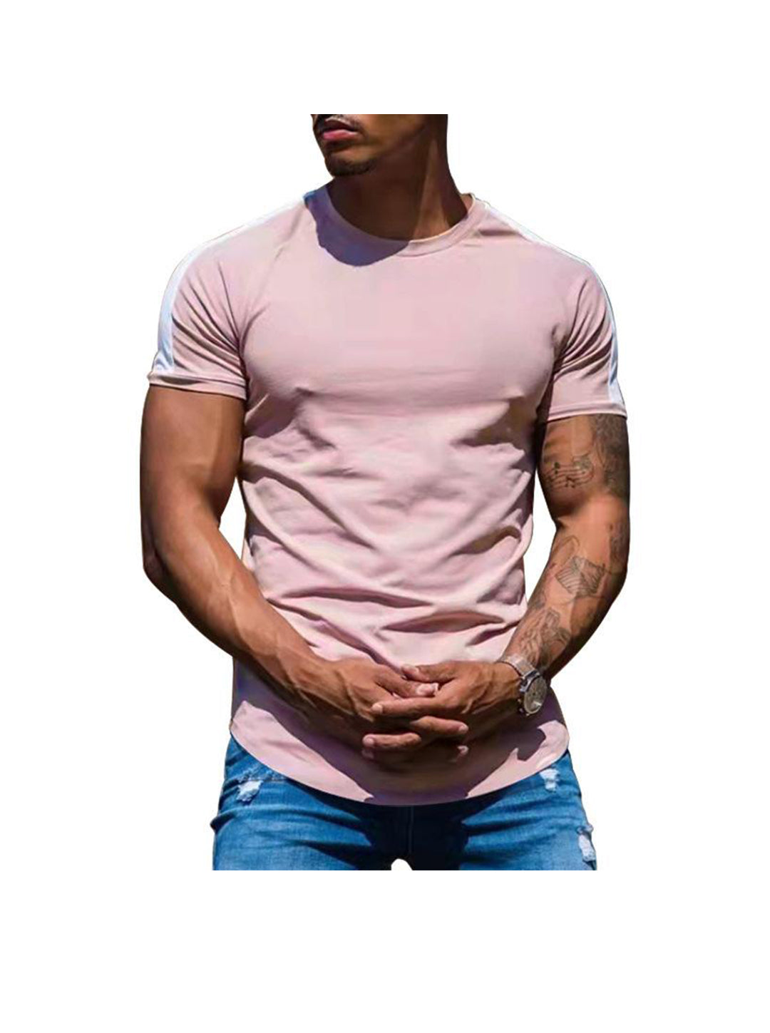 Russell Crew Neck Patchwork Short-sleeved T-shirt