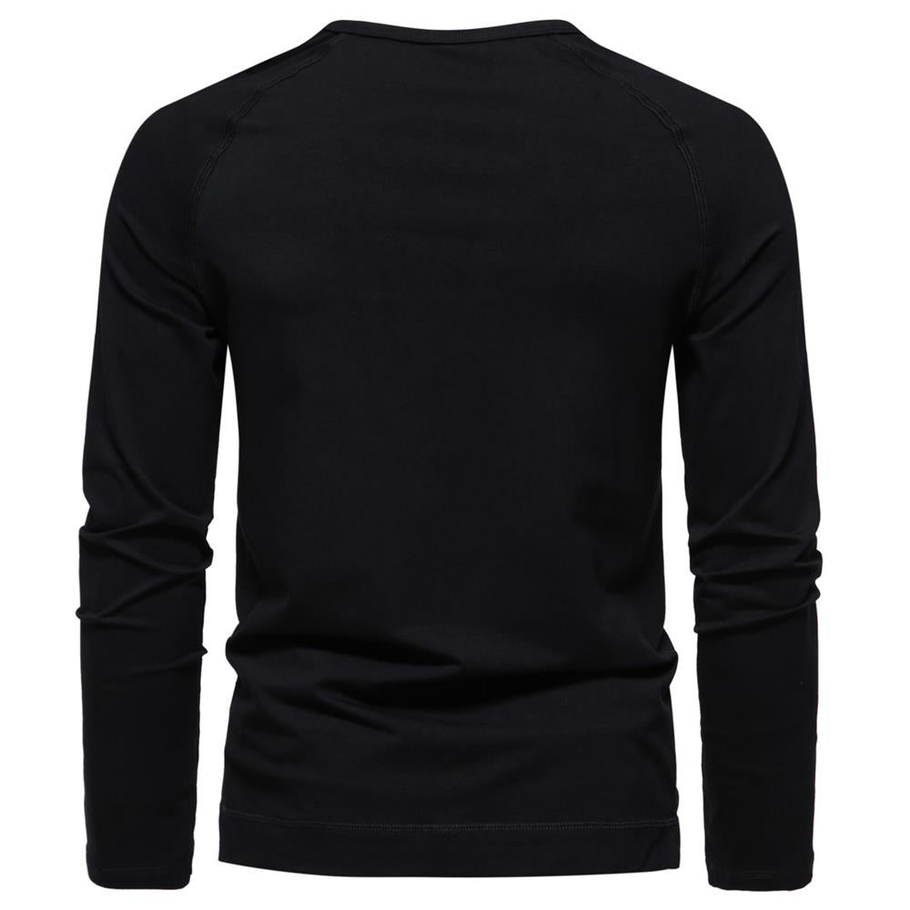 Men's Solid Color Casual Long Sleeve Henley T-Shirt