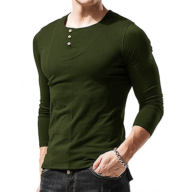 Men's Henley Shirt T shirt Solid Color