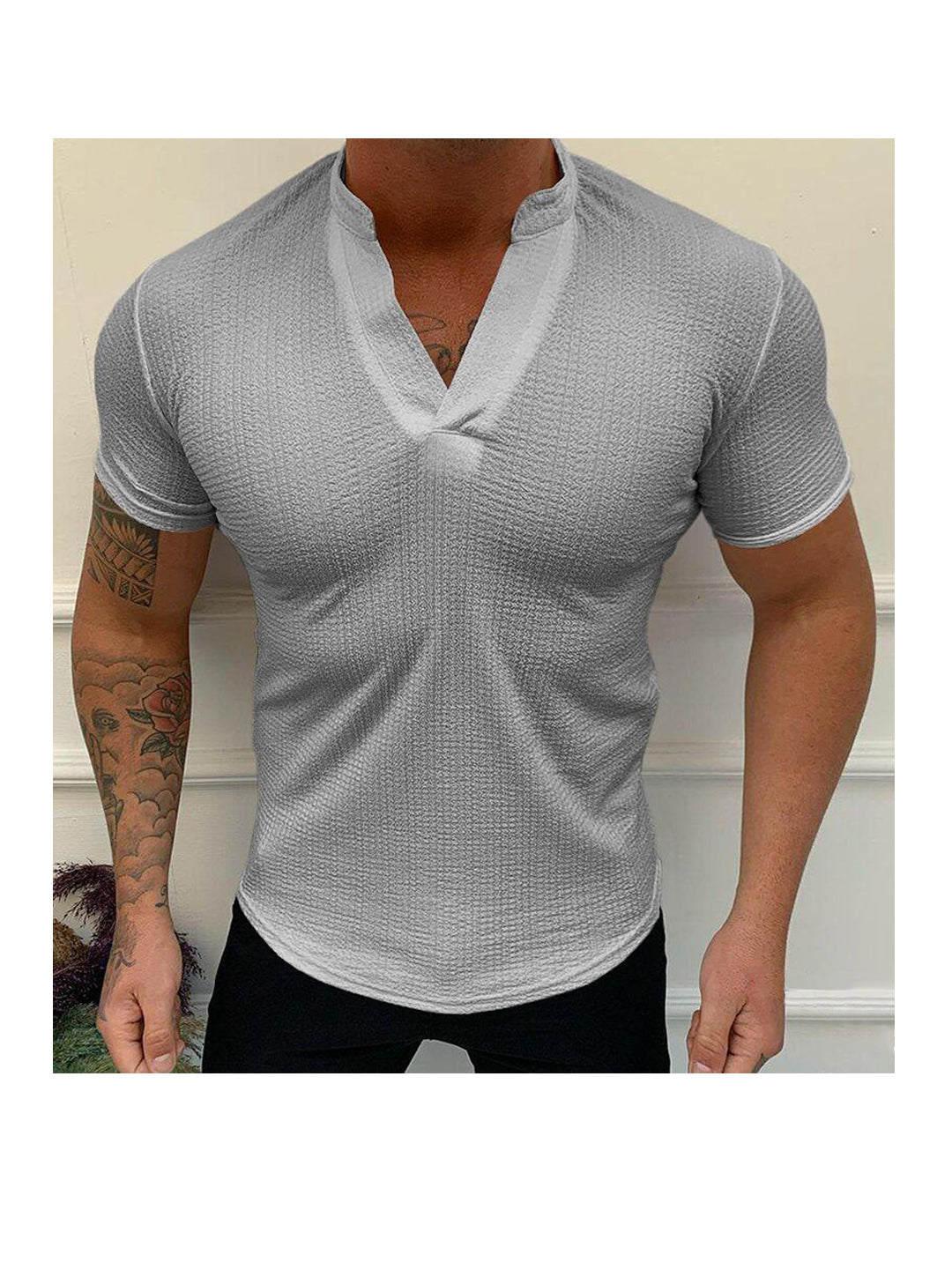 Alejandro Solid Color V-neck T-shirt