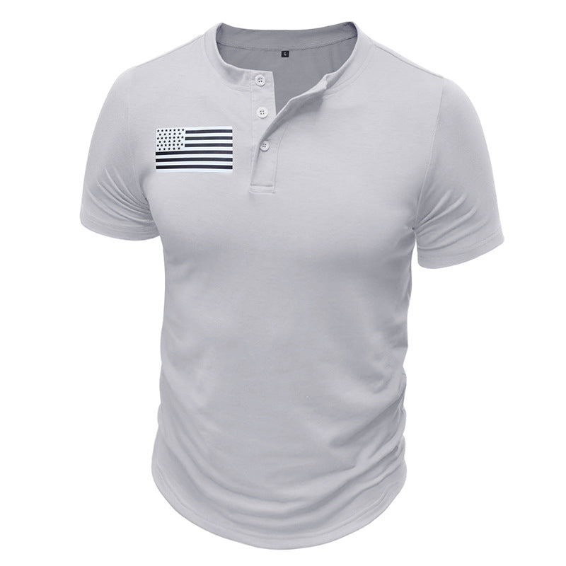 Men's Print Short Sleeve Henley T-Shirt