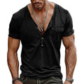 Men's Solid Color Short Sleeve Henley T-Shirt