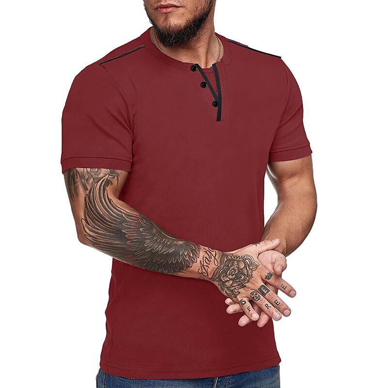 Daniel Contrast Trim V-neck Henry T-shirt