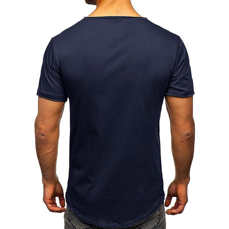 Men's Solid Color Henley Collar Short Sleeve T-Shirt