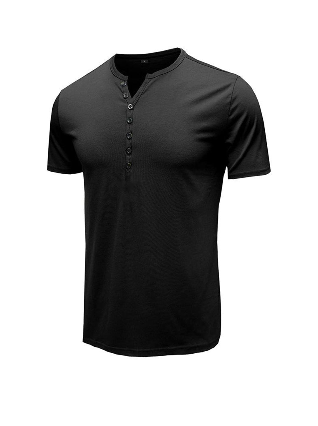 Moore Solid Color Henry Short-sleeved T-shirt