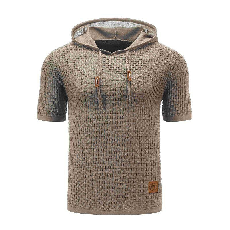 Men's Pullover Jacquard Solid Color Hooded Sweater Basic Vintage Style