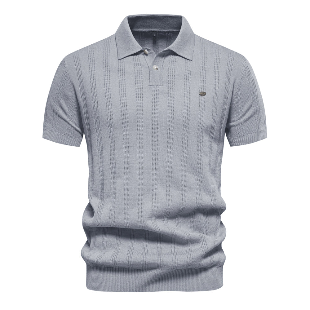 Men's Casual Knitted Lapel Short Sleeve Sweater