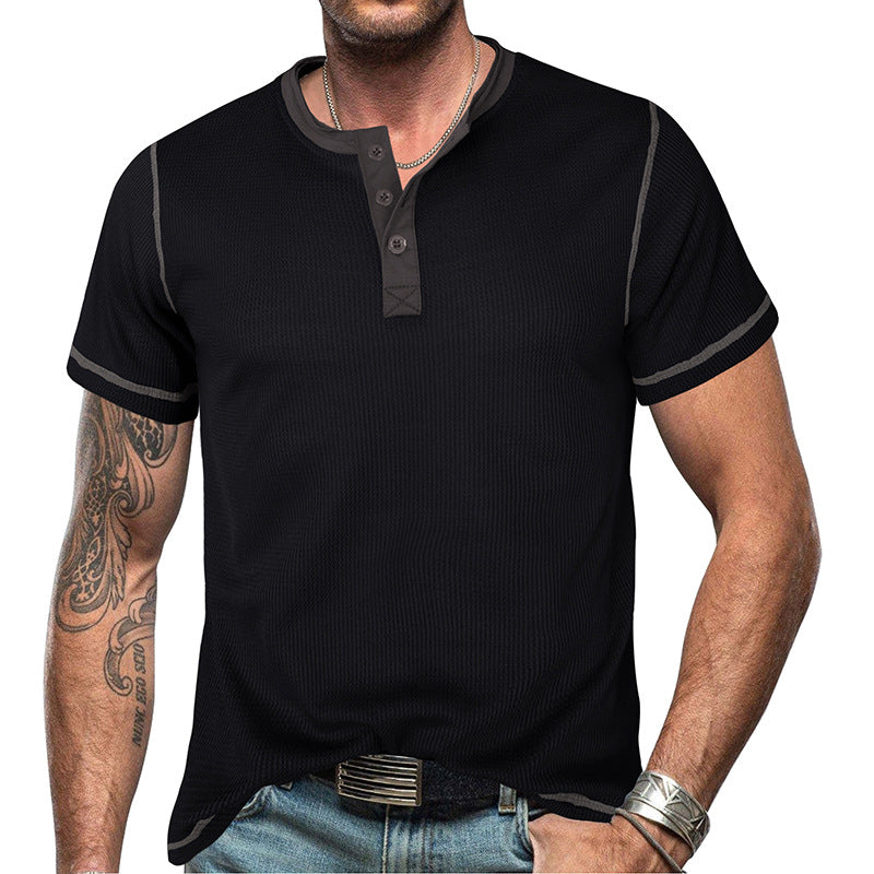 Men's Vintage Color Block Henley T-Shirt