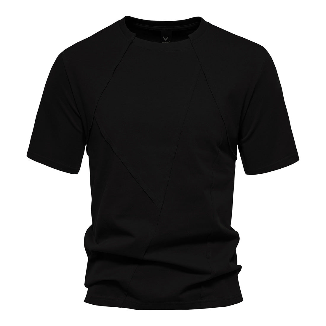 Men's Vintage Cotton Diamond Patchwork Short Sleeve T-Shirt