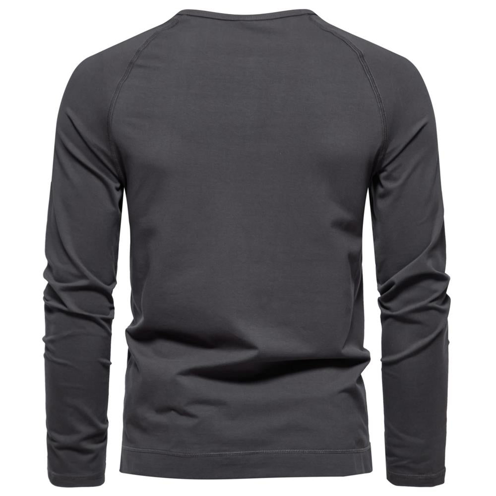 Men's Solid Color Casual Long Sleeve Henley T-Shirt