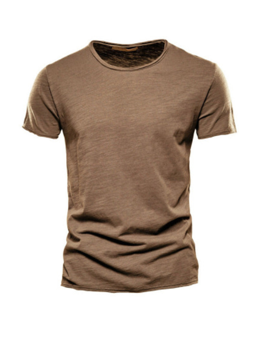 Men's Textured Solid Color Crew Neck T-shirt