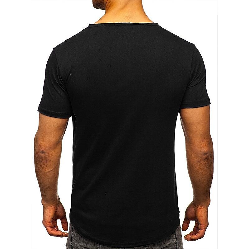 Men's Solid Color Henley Collar Short Sleeve T-Shirt