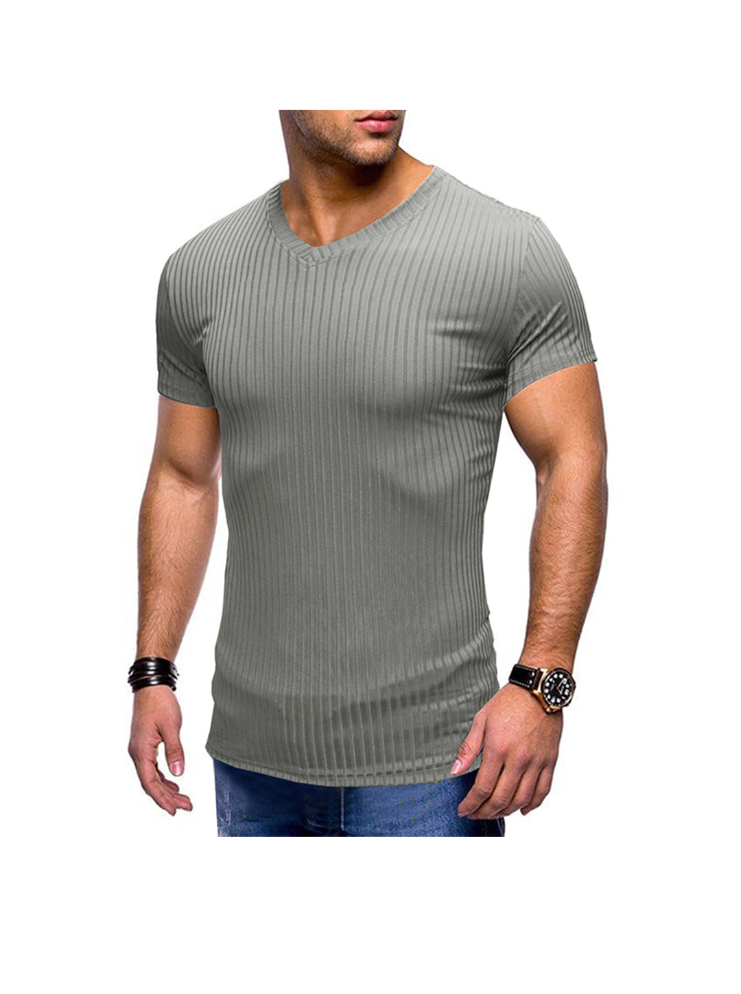 Robert Ribbed Fabric V-neck T-shirt