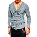 Men's Solid Color Cowl Casual Long Sleeve T-shirt