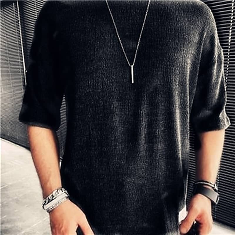 Men's Solid Color Crew Neck Casual Short Sleeve T-shirt