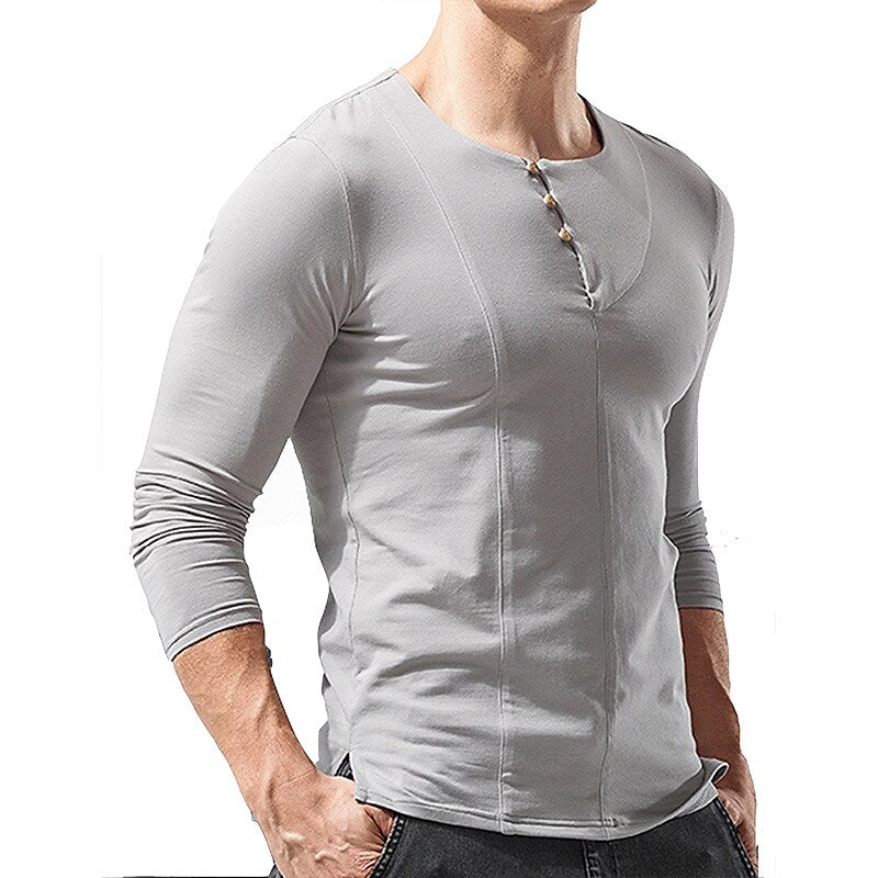 Men's Henley Shirt T shirt Solid Color