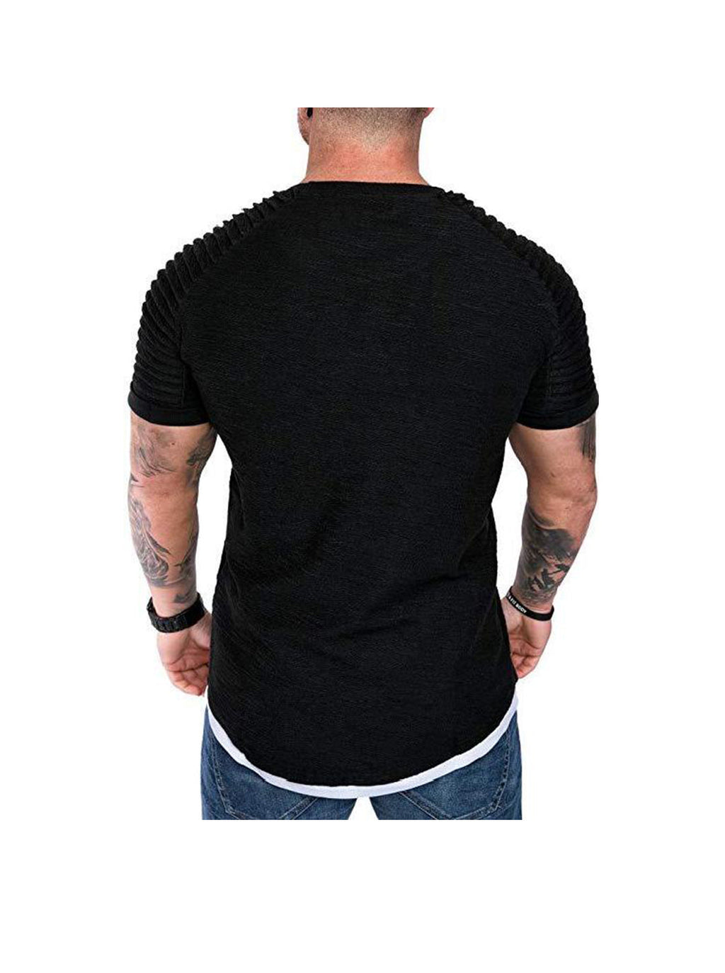 William Raglan Sleeves Hem Patchwork Short-sleeved T-shirt