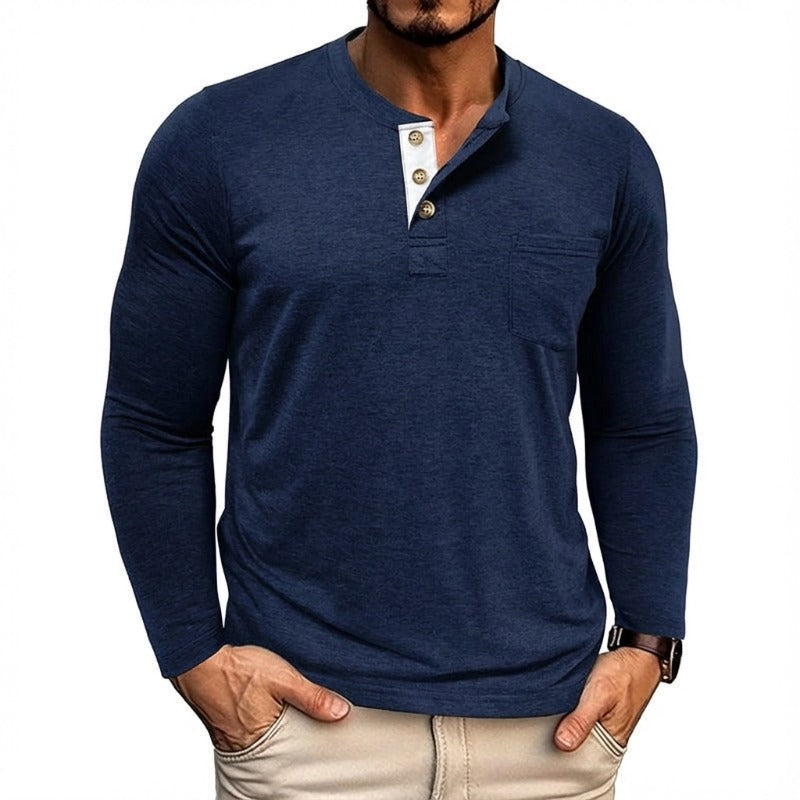 Men's Casual Long Sleeve Henley T-Shirts