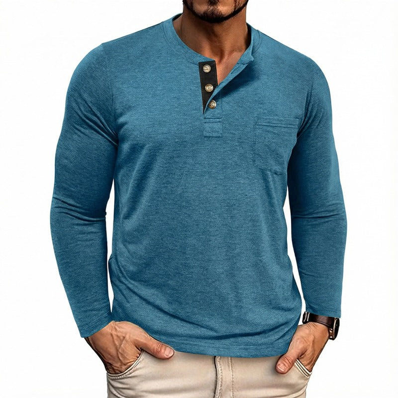 Men's Casual Long Sleeve Henley T-Shirts