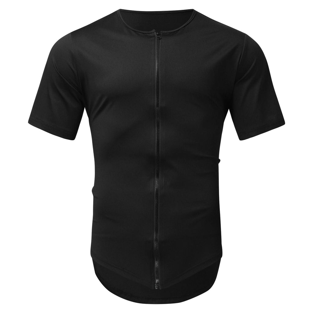 Patrick Zip Cardigan Round Neck Short Sleeve T-Shirt
