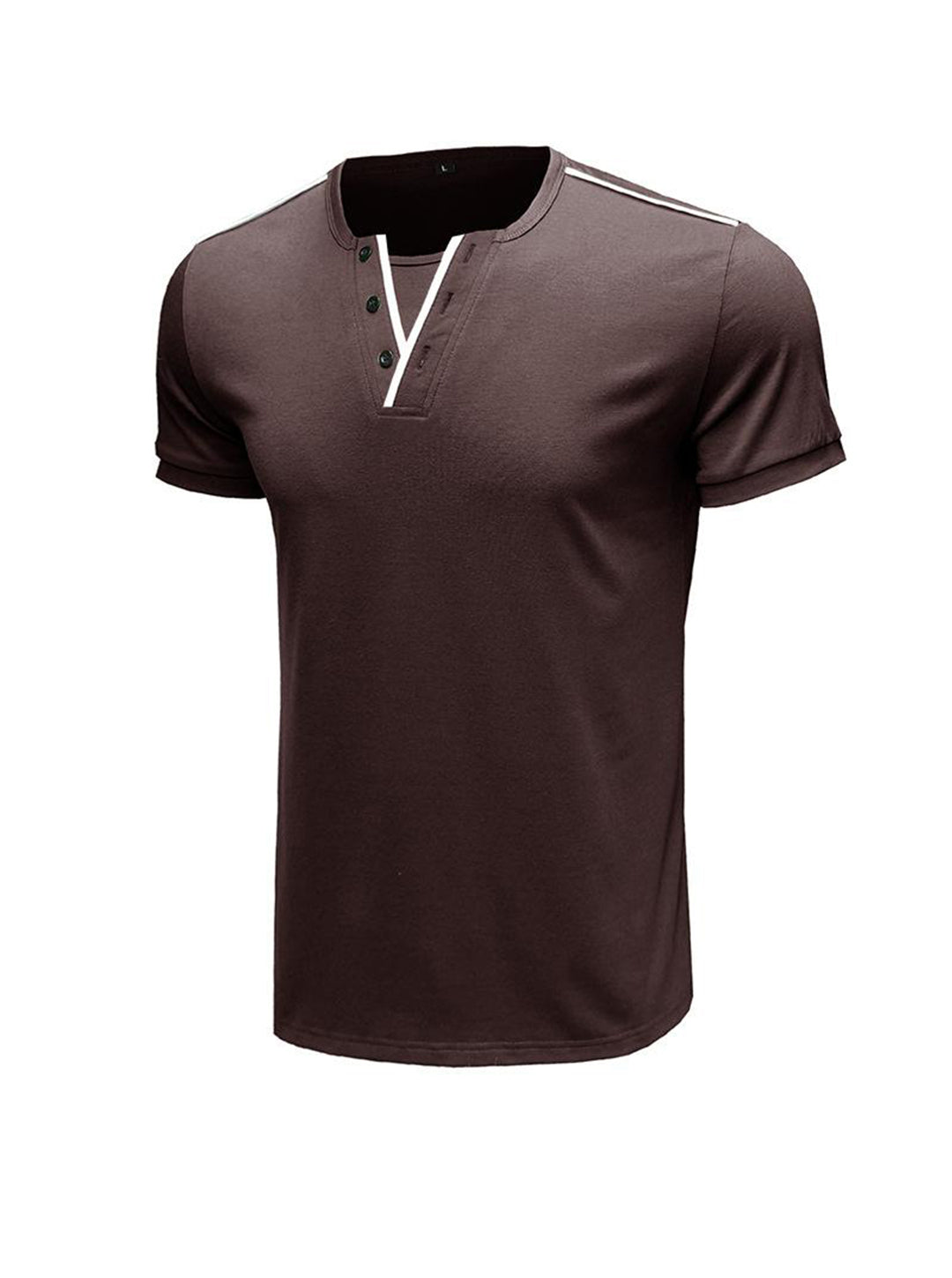 Daniel Contrast Trim V-neck Henry T-shirt